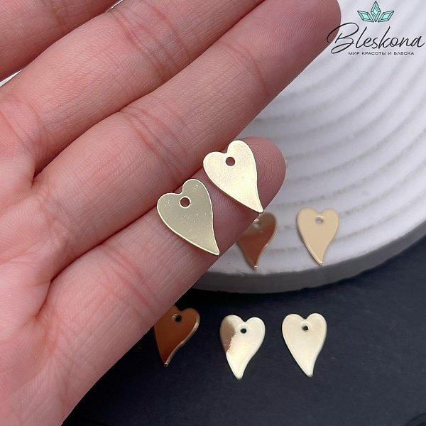 13*9 мм Цвет золото, Подвеска сердце гладкое 