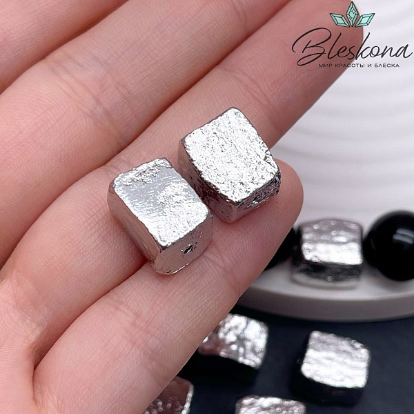 13,5*10,5 мм Цвет серебро, Бусина крупная фактурная фриформ