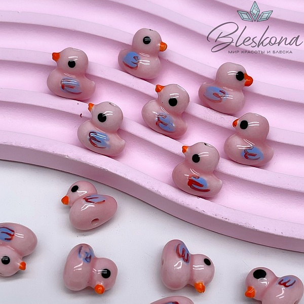 12*12,5 мм Керамика бусина уточка светло-розовая