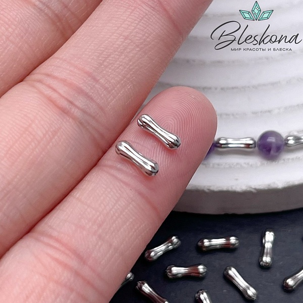 7*2,3 мм Цвет серебро, Бусина Косточка полосы