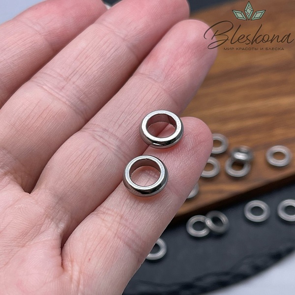 Бусина сталь, цвет серебро 3*10 мм
