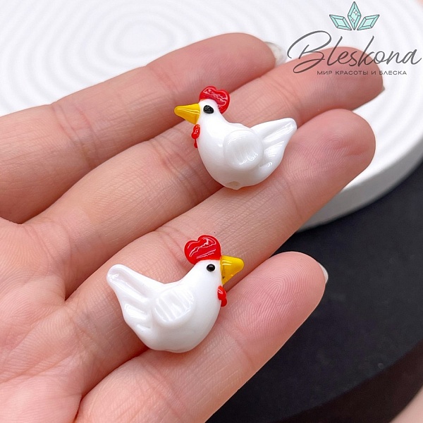 19*12 мм Бусина Петушок белый