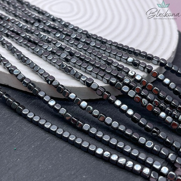 4мм Гематин имитация, куб округленные стороны