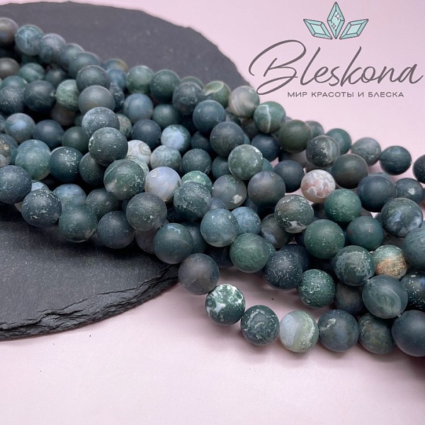 Агат моховой матовый 12 мм