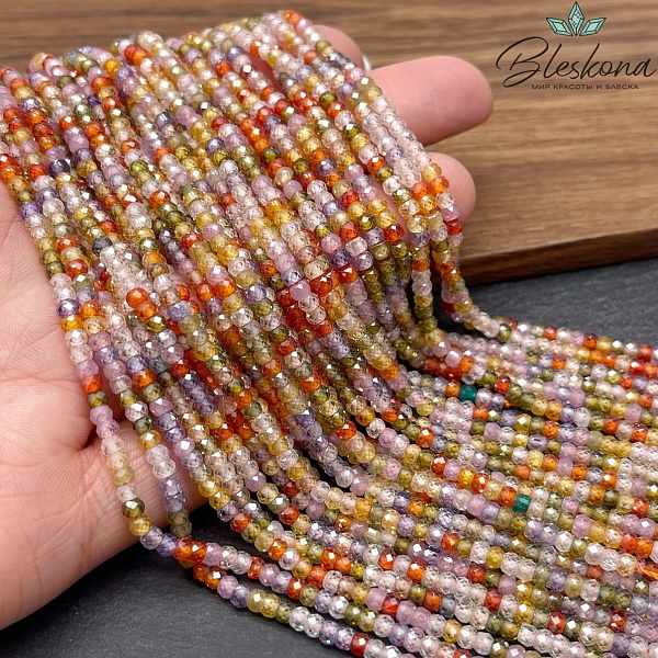 2,2*3 мм Циркон огранка микс, рондель  (кубический цирконий, фианит) 