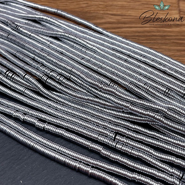 4*1 мм Гематин имитация, цвет темное серебро, диски