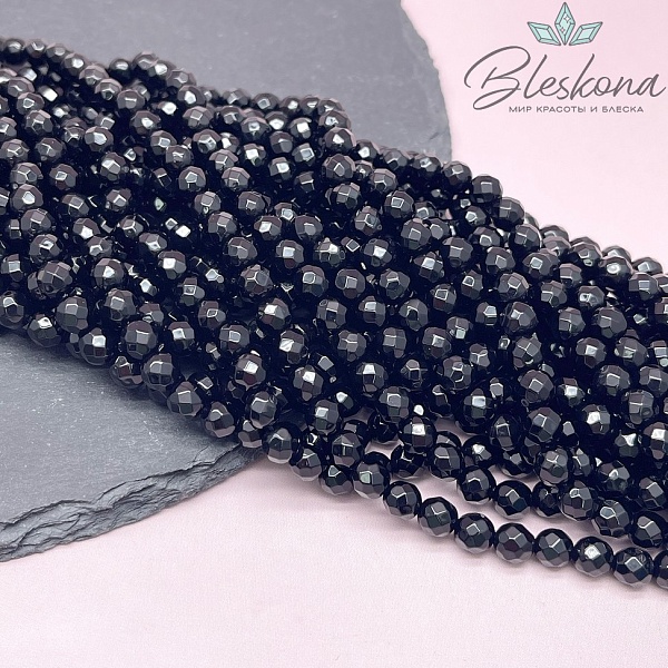 Агат черный огранка 6 мм 