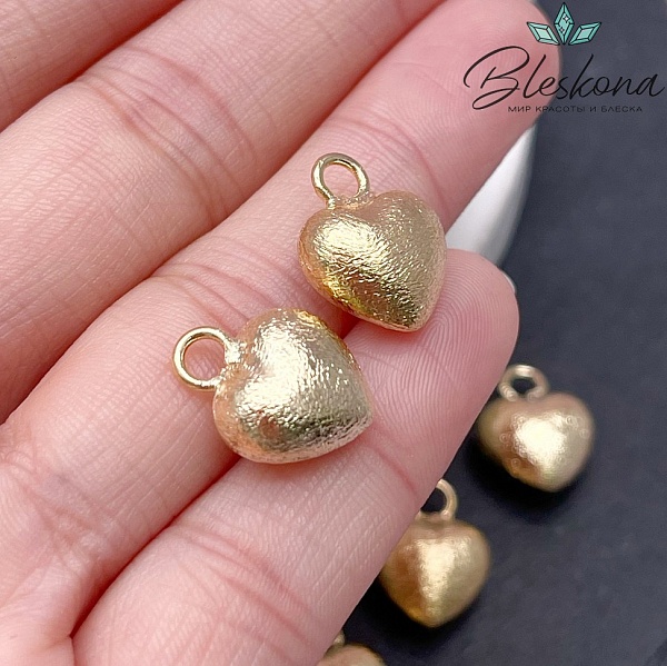 12,5 мм, цвет золото, Подвеска сердце фактурное 