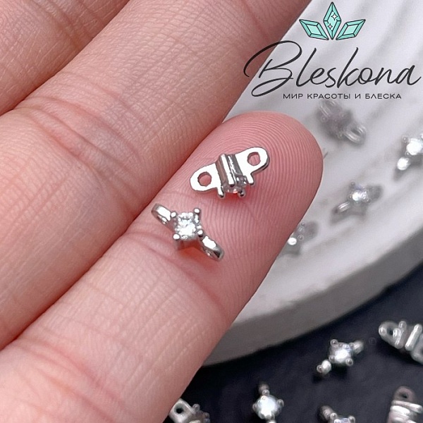 7,8*4 мм Цвет серебро, Бусина-разделитель 2 ряда циркон