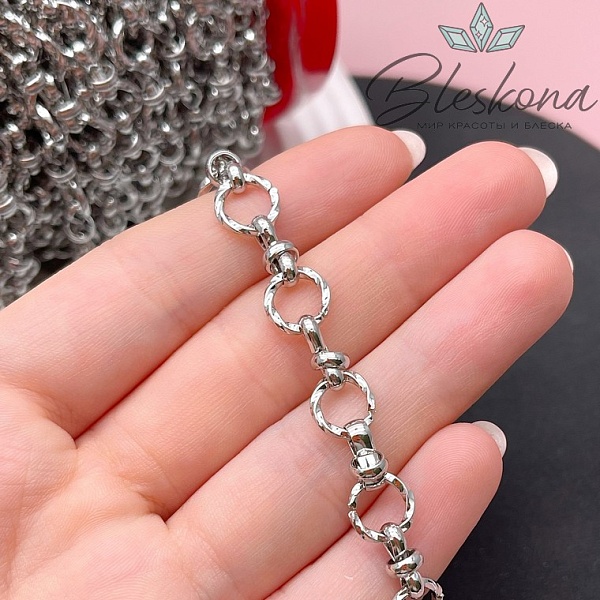 Цепь №41 цвет серебро 9 мм/11,5*5 мм