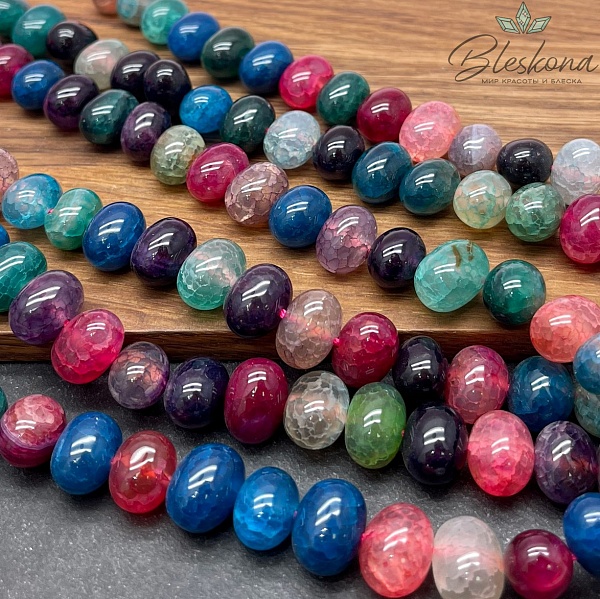 Агат микс №2 (тонированный) галтовка  9-13 мм 