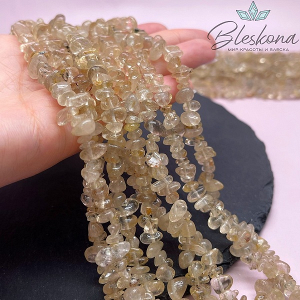 Крошка Рутиловый кварц ширина бусин ~ 7-9 мм