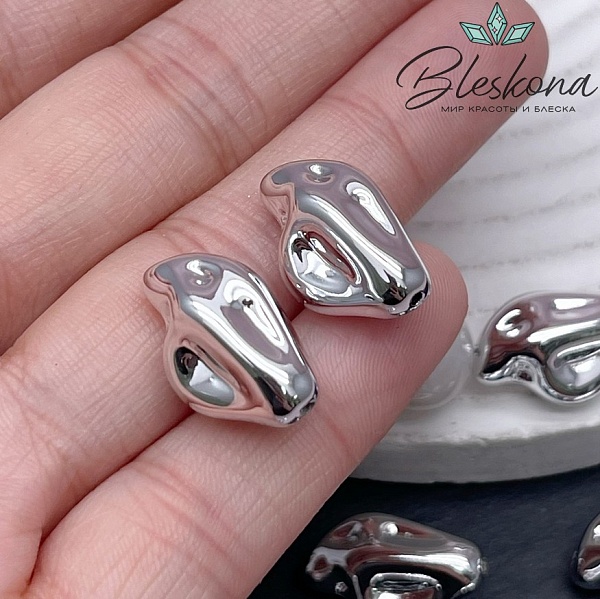 19*13 мм Цвет серебро, Бусина фриформ