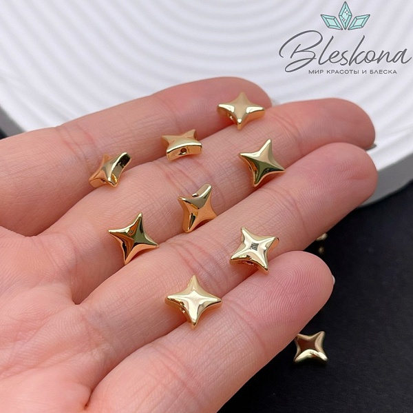 7 мм Цвет золото, Бусина неровный квадрат 