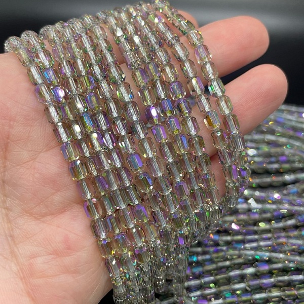 4*5 мм Стекло Lux, цилиндр мини, цвет серо- голубой