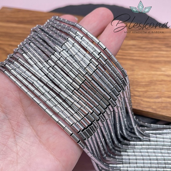 5*3 мм Гематин трубочки, цвет темное серебро, имитация