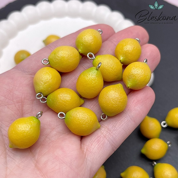 21,5*13 мм, Цвет серебро, Подвеска Лимон 