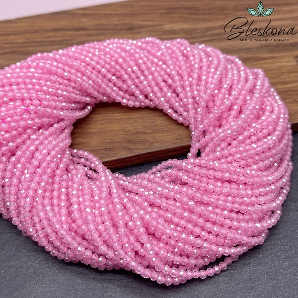 Циркон огранка розовый 3 мм (кубический цирконий, фианит) 