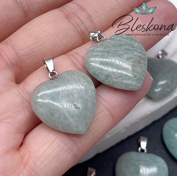 21*20 мм Цвет серебро, Подвеска Сердце Амазонит