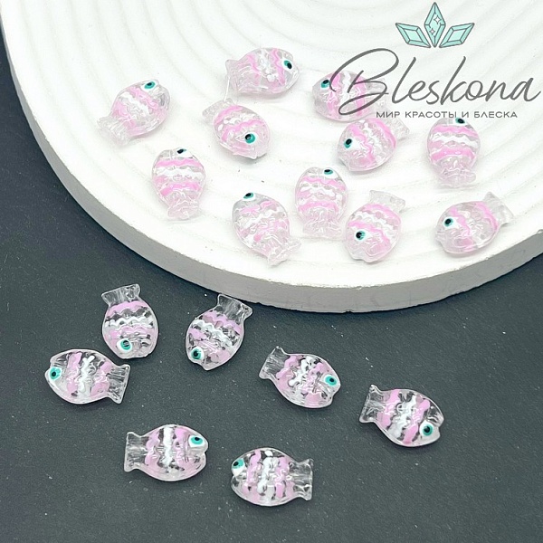 14*10 мм  Бусина рыбка прозрачная