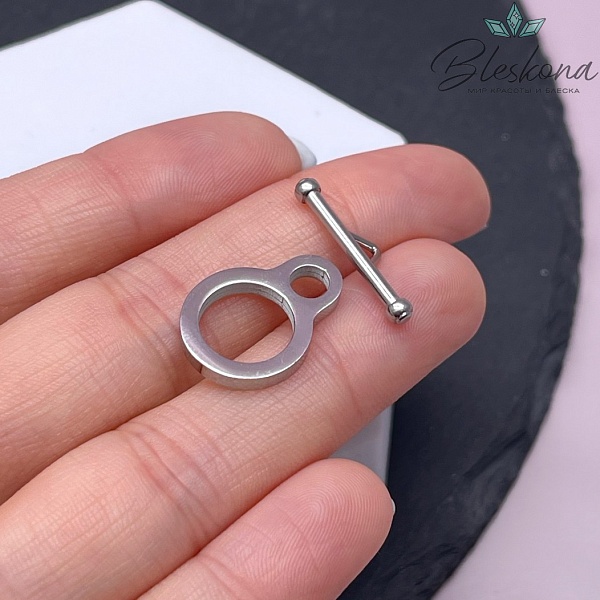 19*14 мм Цвет серебро, Замок тогл гладкий