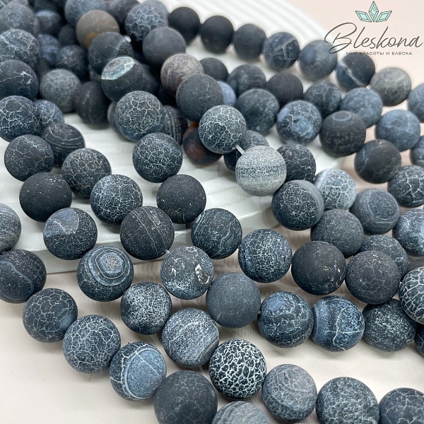 Агат Кракле черный 12 мм