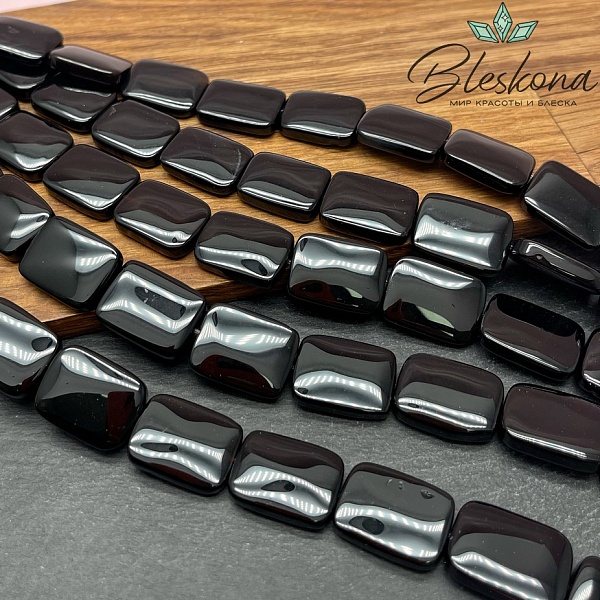 Агат черный с прожилками прямоугольник 20*15 мм