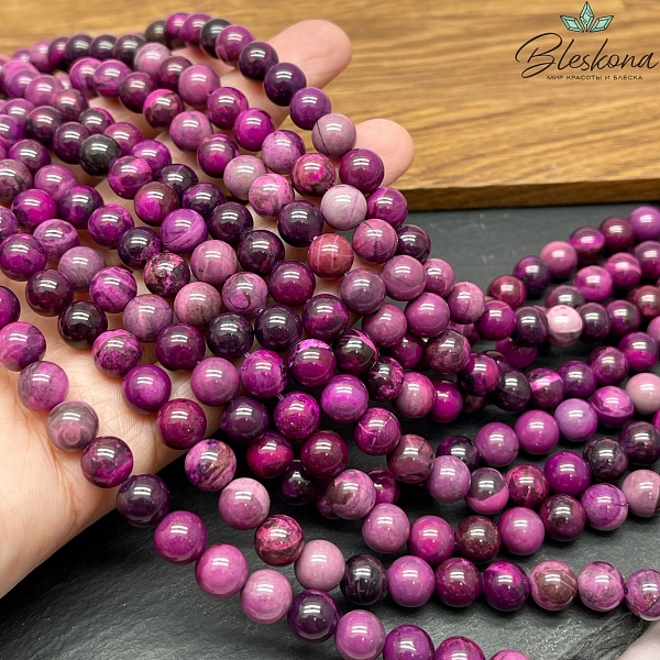 Агат (тонированный) темная фуксия 8,5 мм