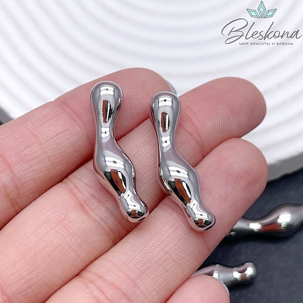 28*7,6 мм Цвет серебро, Бусина фриформ