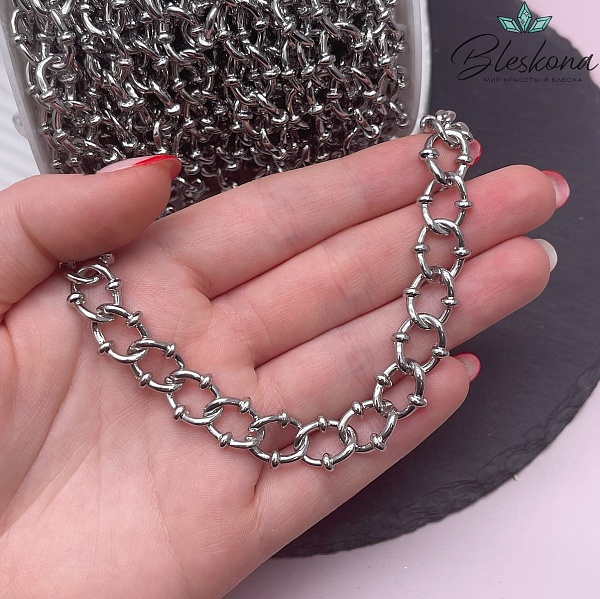 Цепь №25-3 цвет серебро 13*11,5 мм
