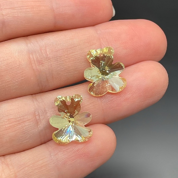 12*14 мм, Стекло Lux, Подвеска Мишка, цвет желтый