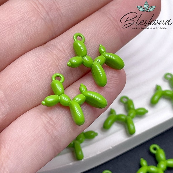 14*18 мм, Подвеска пудель зеленая эмаль