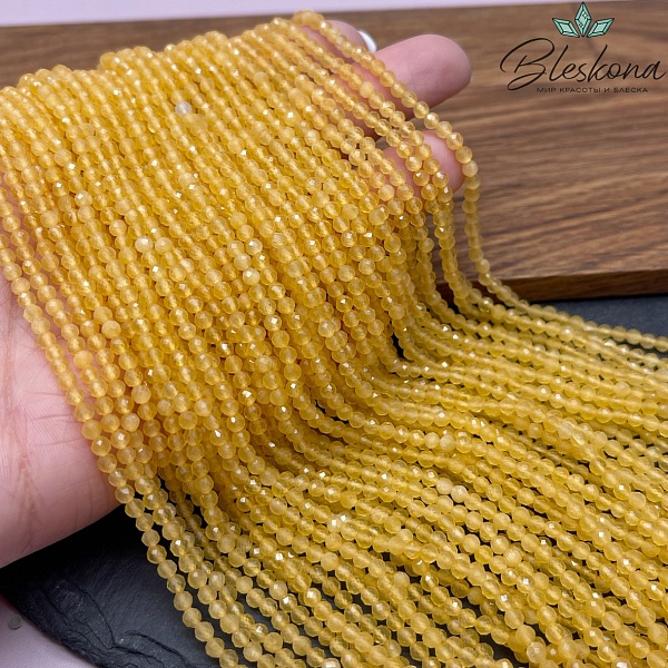 Кошачий глаз желтый микроогранка (имитация) 3 мм