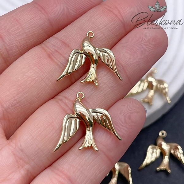 20*21 мм Цвет золото, Подвеска Ласточка 