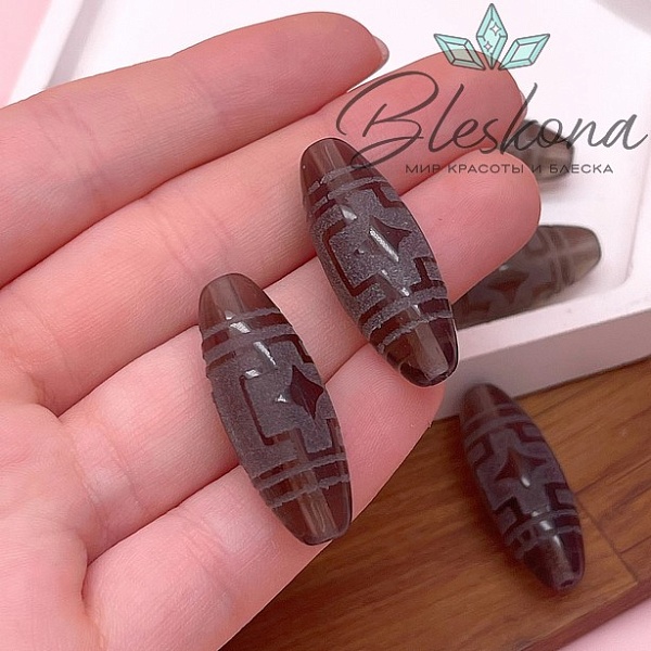 Бусина Дзи Две звезды (Мирный крест) 30*11 мм