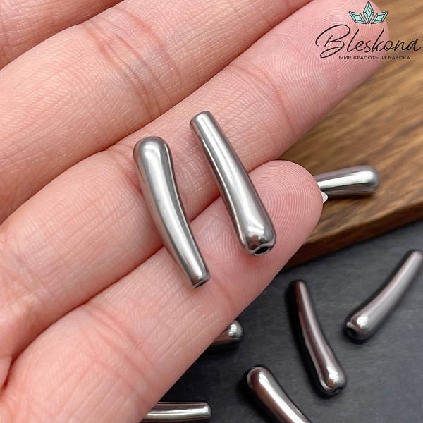 20*5 мм Бусина трубочка, Цвет серебро 