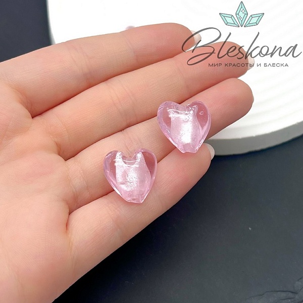 17*16,5 мм Бусина сердце розовое с серебром