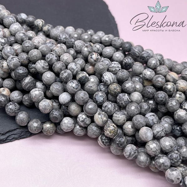 Яшма картографическая огранка 8 мм