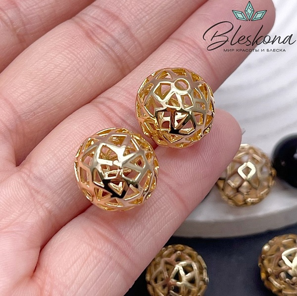 15 мм Цвет золото, Бусина шар фигуры  