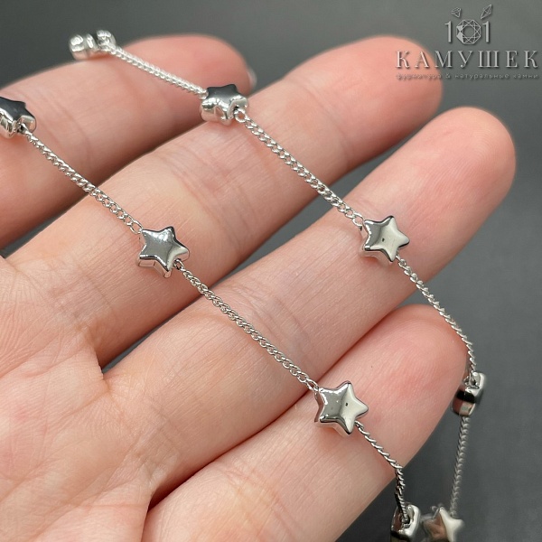 Цепь №108 цвет серебро, объемная звезда 1,5*1,5 мм 