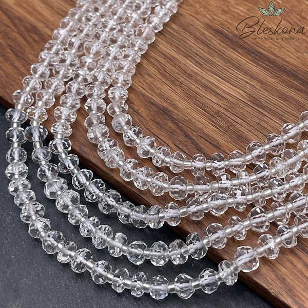 Горный хрусталь рондель алмазная огранка  6*4,5 мм