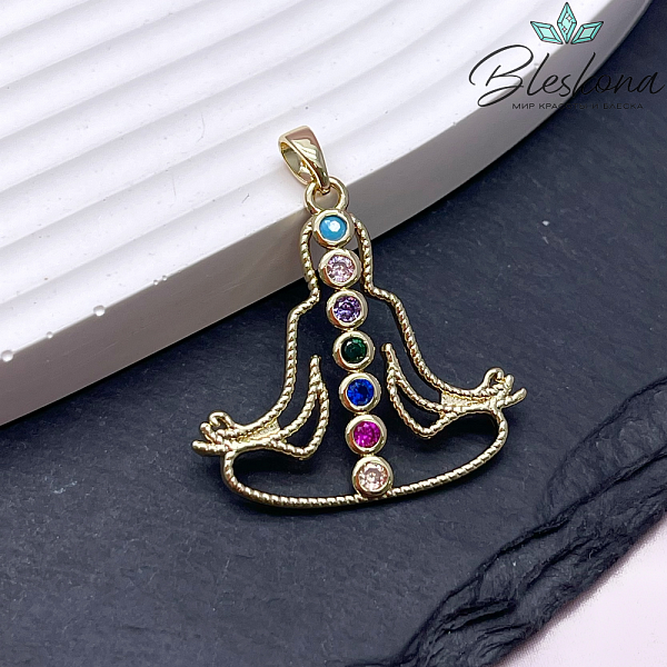 27*28 мм Цвет золото, Девушка с чакрами