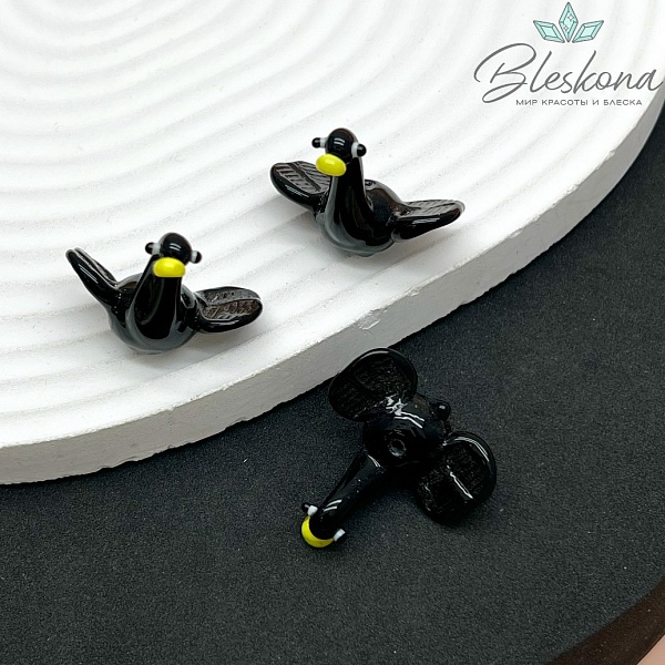 23*24 мм Бусина Лебедь черный