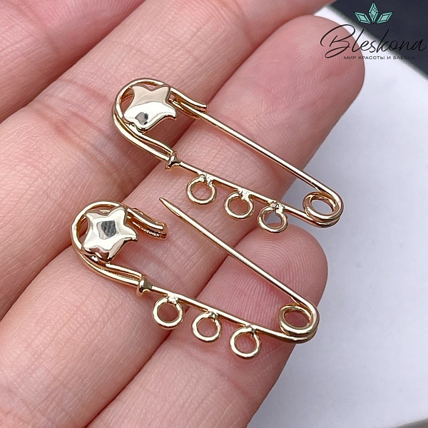 3 см Цвет золото, Основа булавка 3 кольца тюльпан Этно 