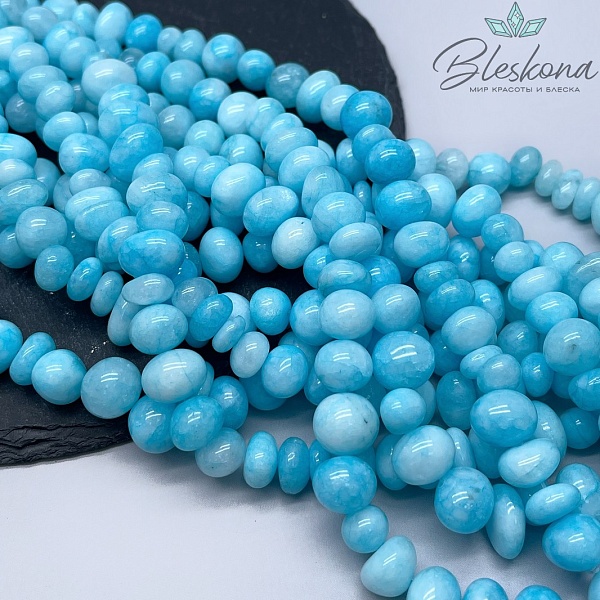 Агат тонированный голубой галтовка 12-14 мм