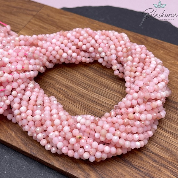 Опал розовый алмазная огранка №2 3,5 мм