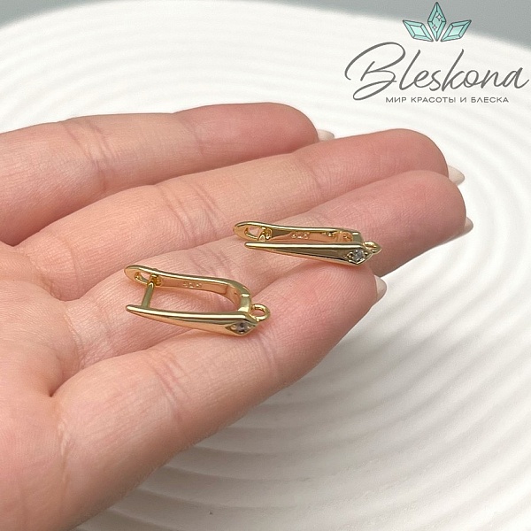 19 мм, Цвет золото, Швензы с цирконом