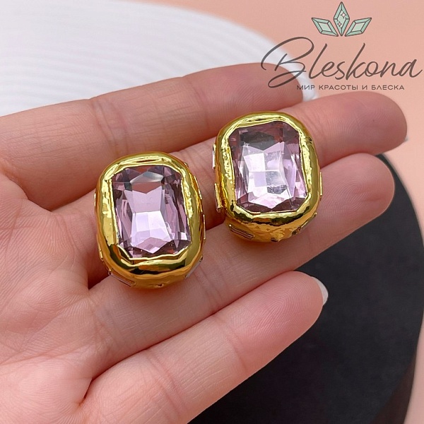 24*18 мм, Бусина Ювелирное стекло розовое