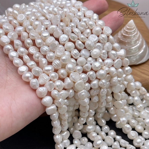 Жемчуг барочный белый 7-7,5 мм 