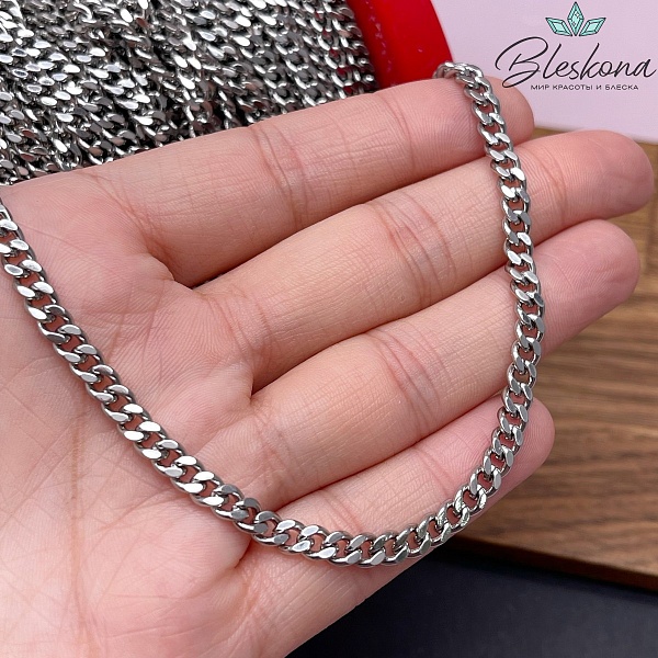 Цепь №88 цвет серебро 5.5*4.5 мм